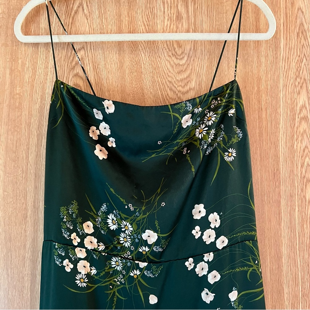 Reformation Frankie Silk Dress Green *altered* - Picture 8 of 15